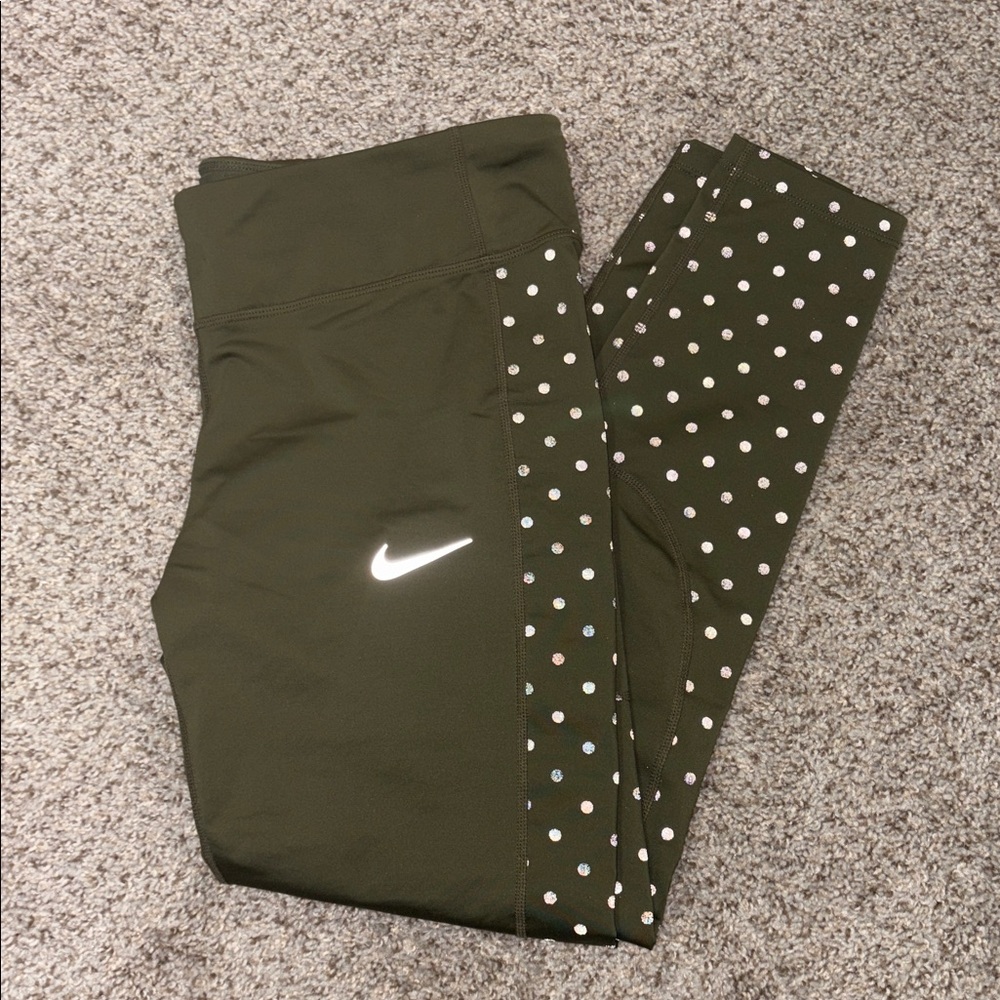 Nike Dark Green Leggings with Dots